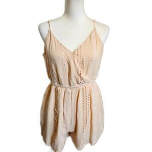 American Eagle Outfitters Palest Peach Eyelet Shorts Romper, M